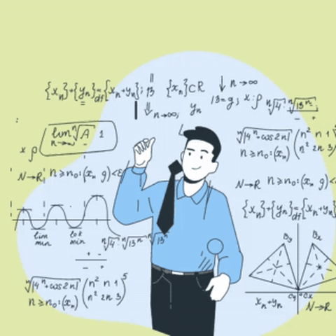 Illustration of a person doing complex credit-score calculations